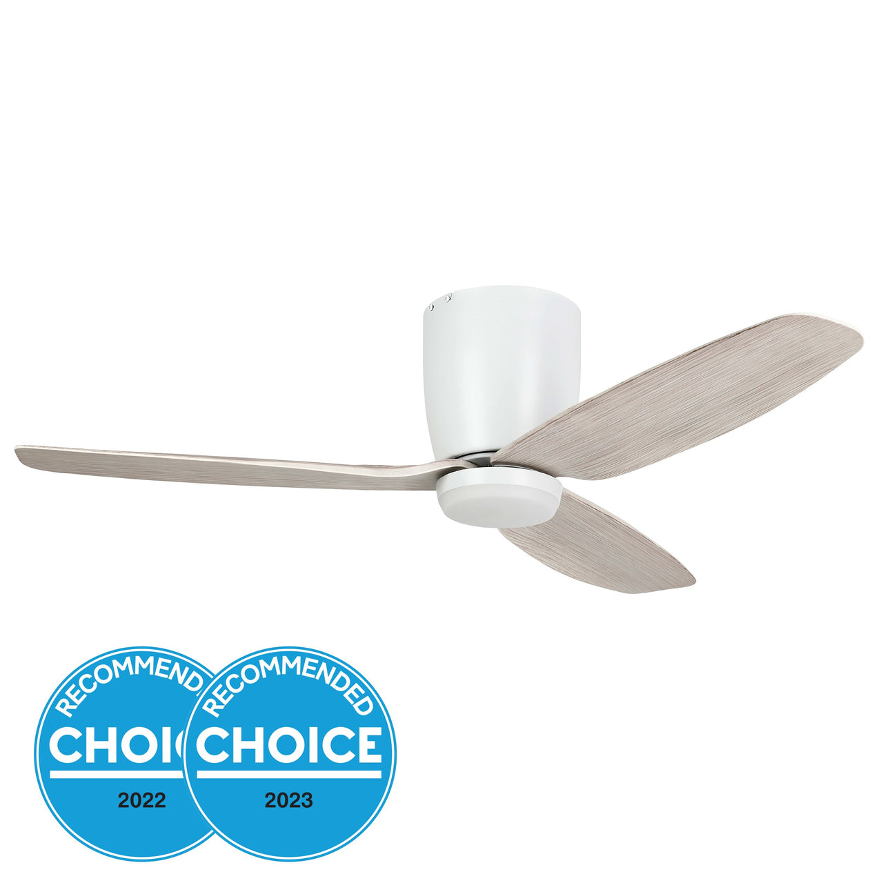 Seacliff 44" (1120mm) DC Ceiling Fan wit Tri-Colour LED Light in White with Gessami Oak Blades