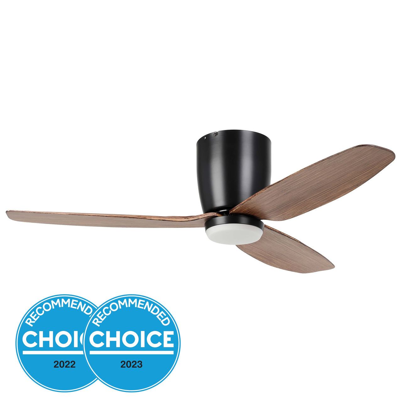 Seacliff 44" (1120mm) DC Ceiling Fan wit Tri-Colour LED Light in Black with Light Walnut Blades