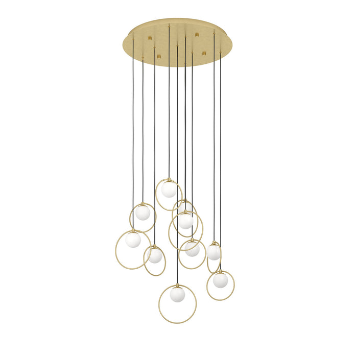 PORTOCOLOM PENDANT LIGHT 10X3W LED 3000K BRASS ROUND 