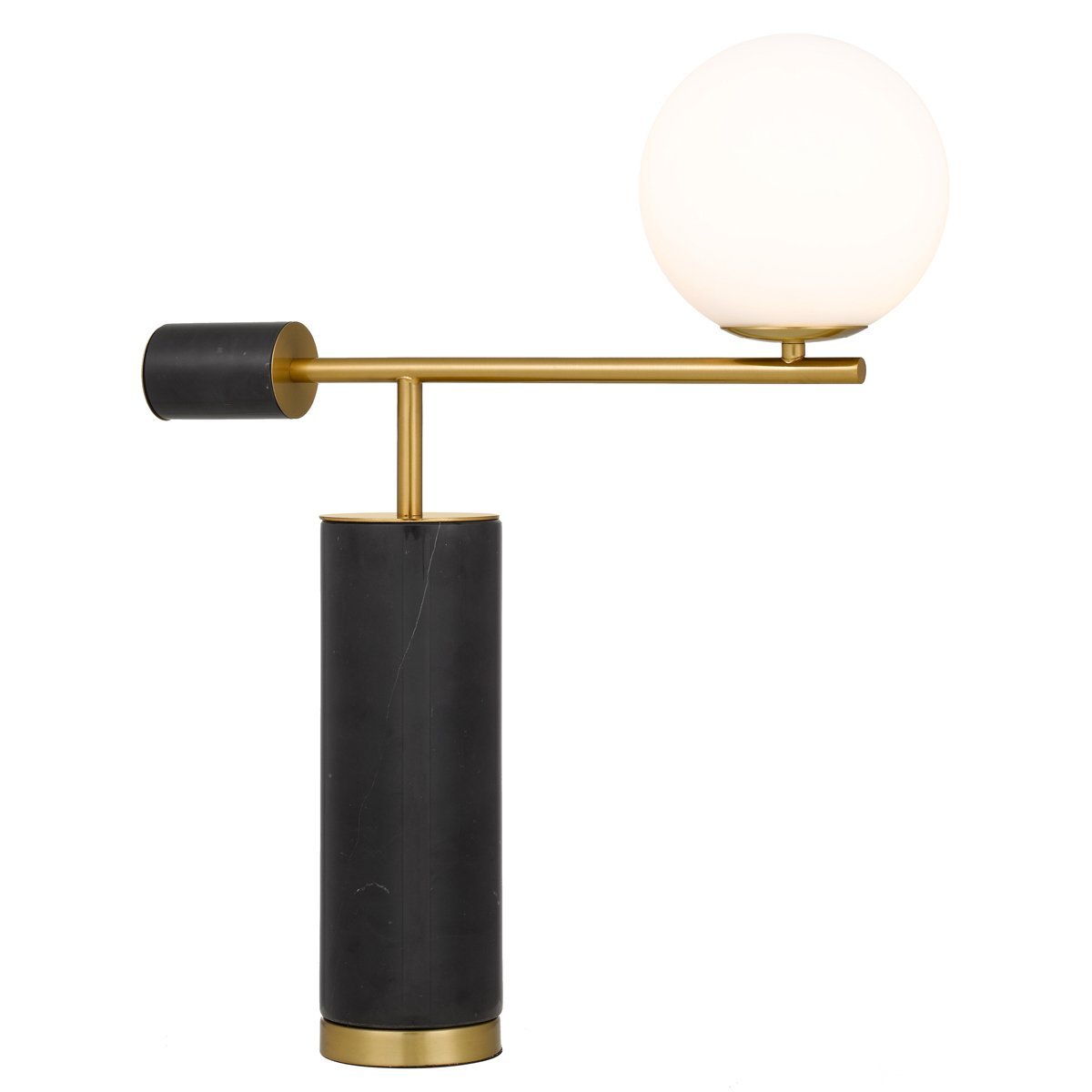 Justina Table Lamp in Antique Gold & Black Marble with Matt Opal Glass