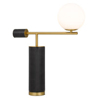 Thumbnail for Justina Table Lamp in Antique Gold & Black Marble with Matt Opal Glass