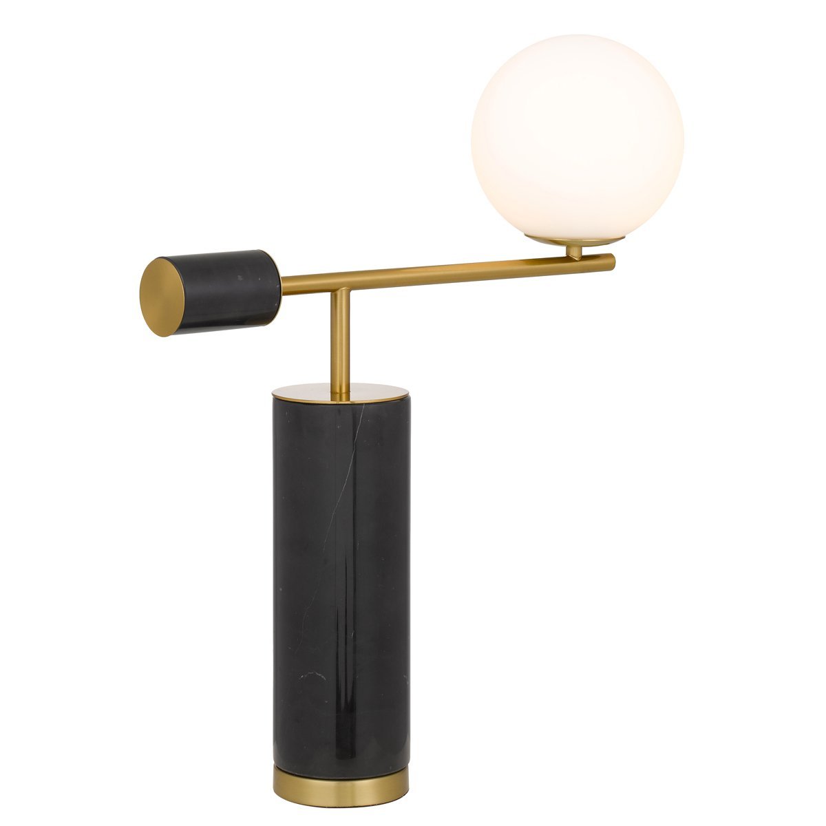 Justina Table Lamp in Antique Gold & Black Marble with Matt Opal Glass