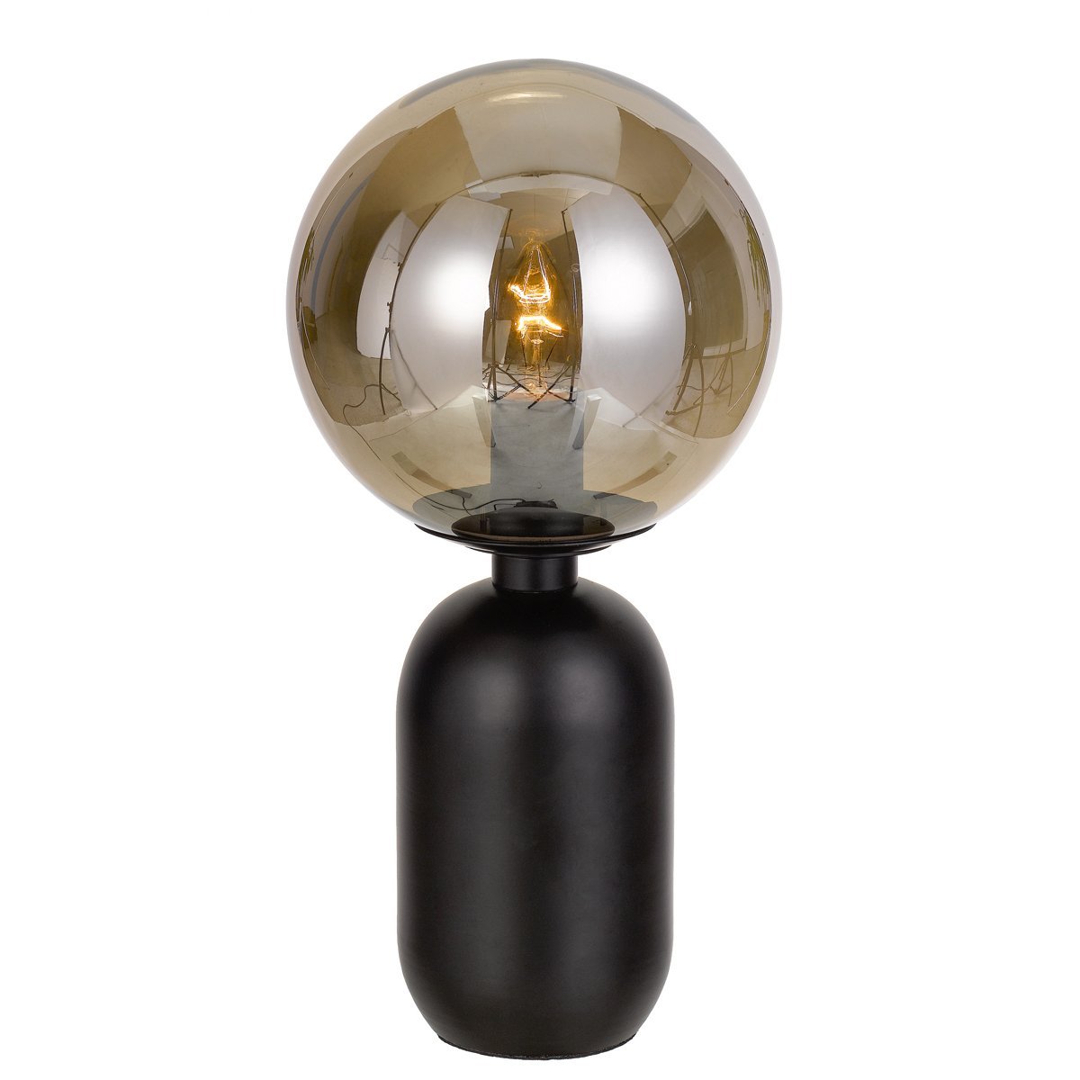 Kade 1 Light Table Lamp in Black with Smoked Glass