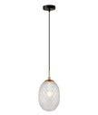 KATHAL: Interior Ellipse Glass Segmented with Brass Highlight Enclosed Pendant Lights