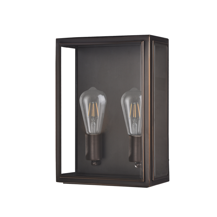 Kent 2LT 2 Light E27 Brass Flush Wall Exterior Weathered Bronze