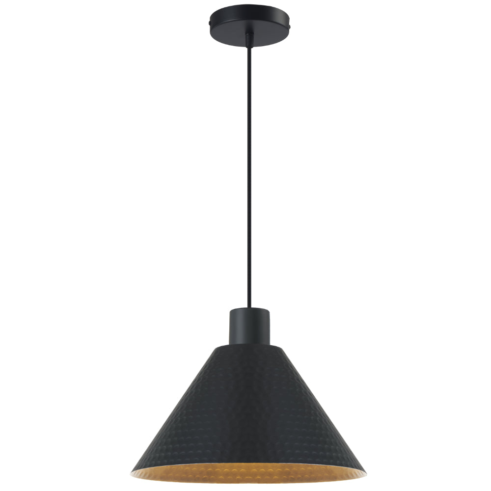 Kestra White or Black 32cm Textured Metal Pendant