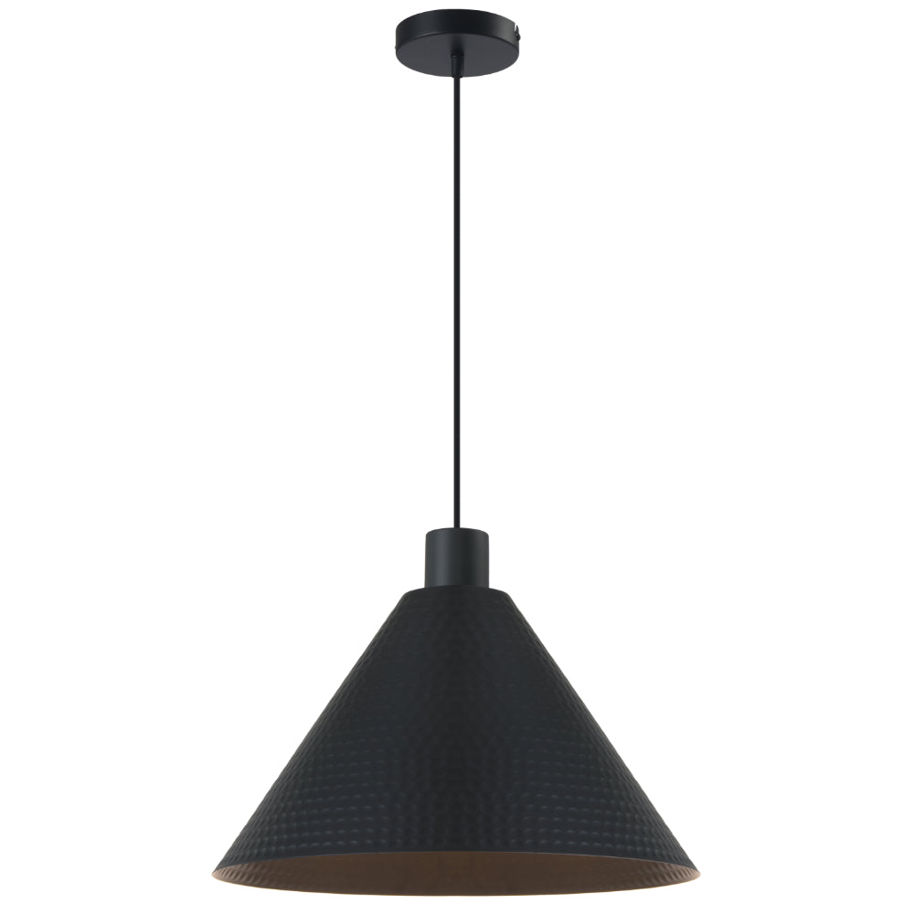 Kestra White or Black 43cm Textured Metal Pendant