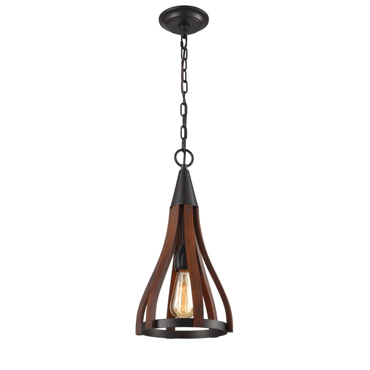 Khaleesi Small 1 Light Pendant Light in Dark Red Oak Wood