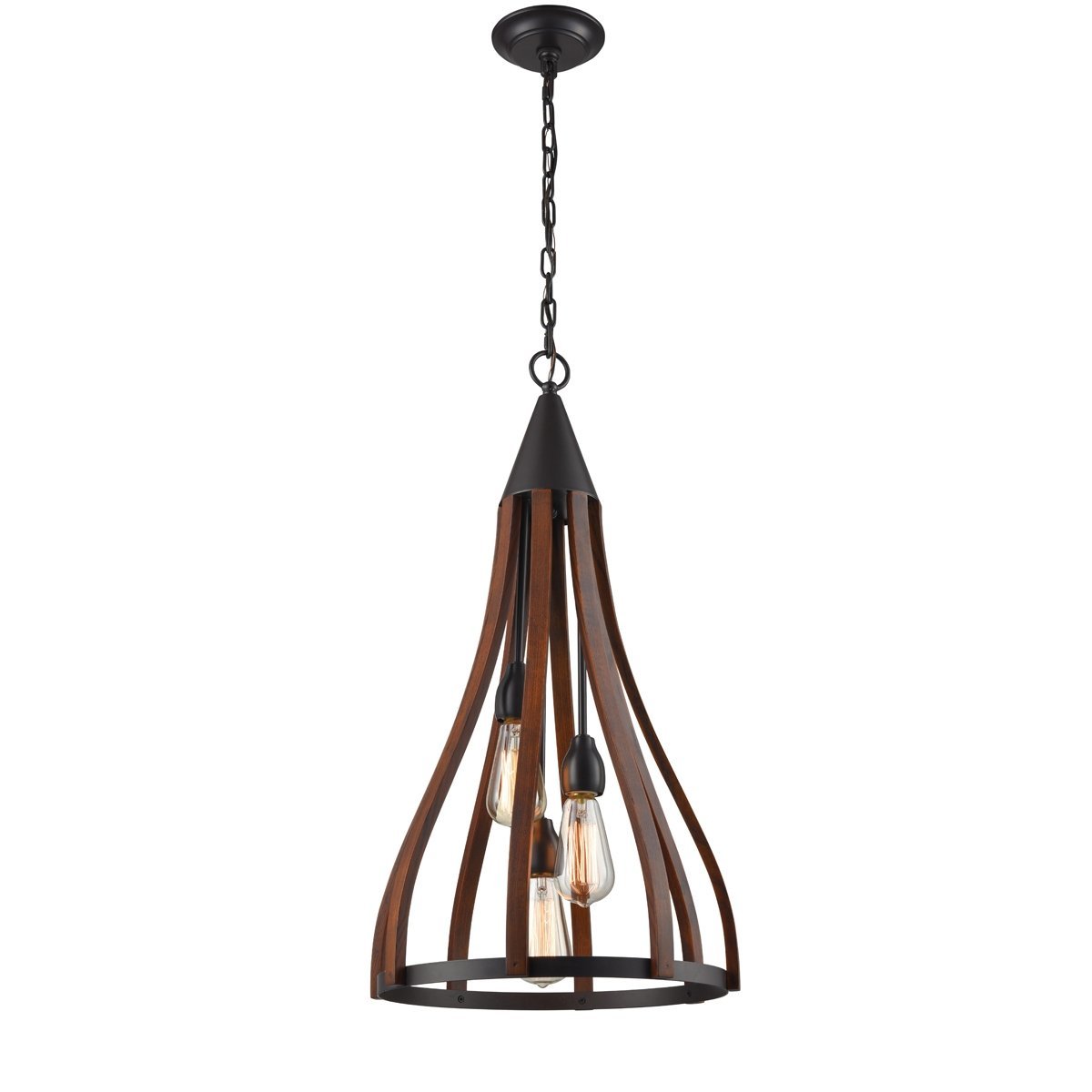 Khaleesi Medium1 Light Pendant Light in Dark Red Oak Wood