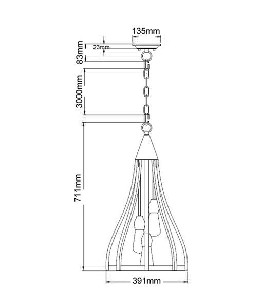 KHALEESI2 Pendant Light Dimensions