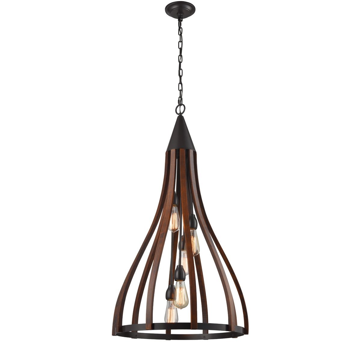 Khaleesi Large 1 Light Pendant Light in Dark Red Oak Wood