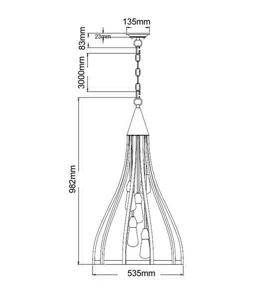 KHALEESI3 Pendant Light Dimensions