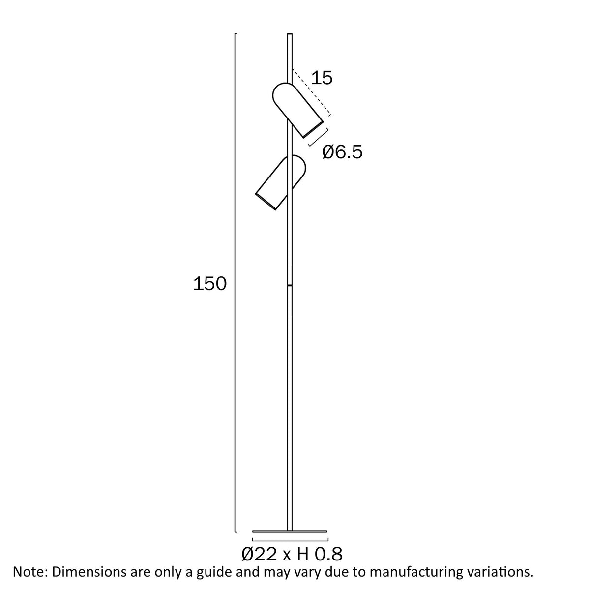 Kindle Black & Wood Tone GU10 2 Light Metal Floor Lamp