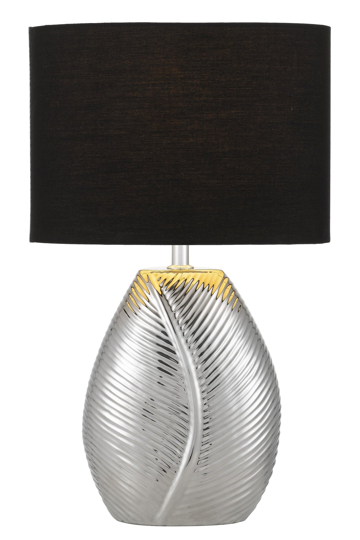 Klee Gold or Chrome Ceramic Table Lamp with Black Fabric Shade