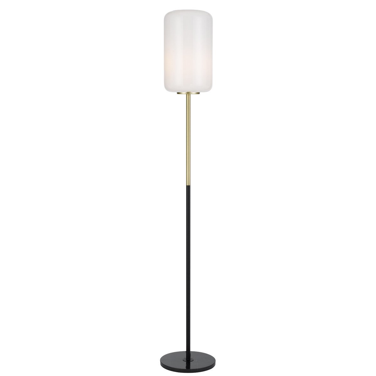 Korova Floor Lamp in Black & Brass with Matt Opal Shade