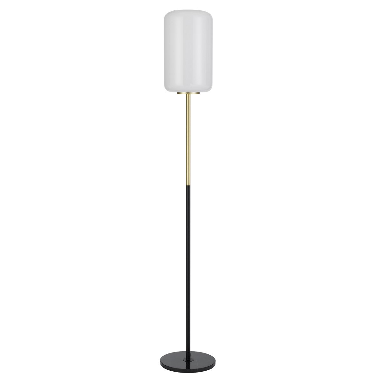 Korova Floor Lamp in Black & Brass with Matt Opal Shade