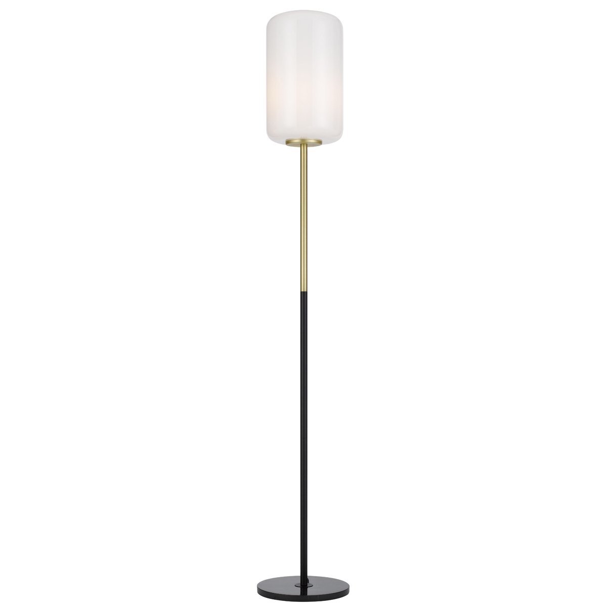 Korova Floor Lamp in Black & Brass with Matt Opal Shade