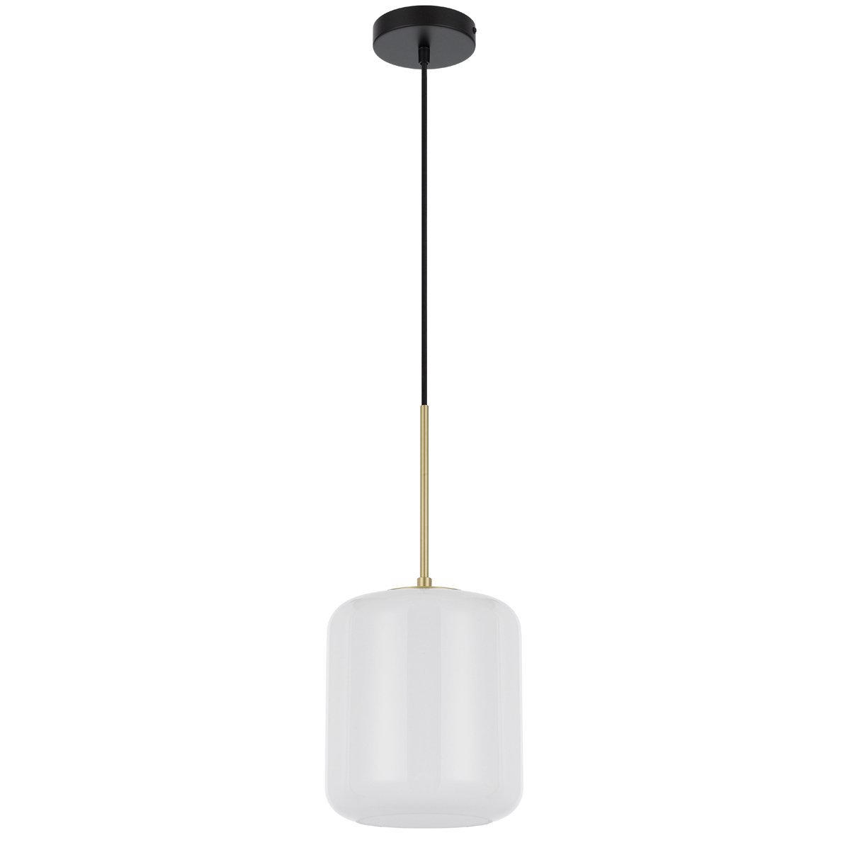 Korova Small Pendant Light in Black & Brass with Matt Opal Shade