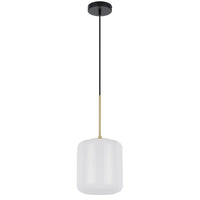 Thumbnail for Korova Small Pendant Light in Black & Brass with Matt Opal Shade