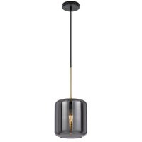 Thumbnail for Korova Small Pendant Light in Black & Brass with Smoked Shade