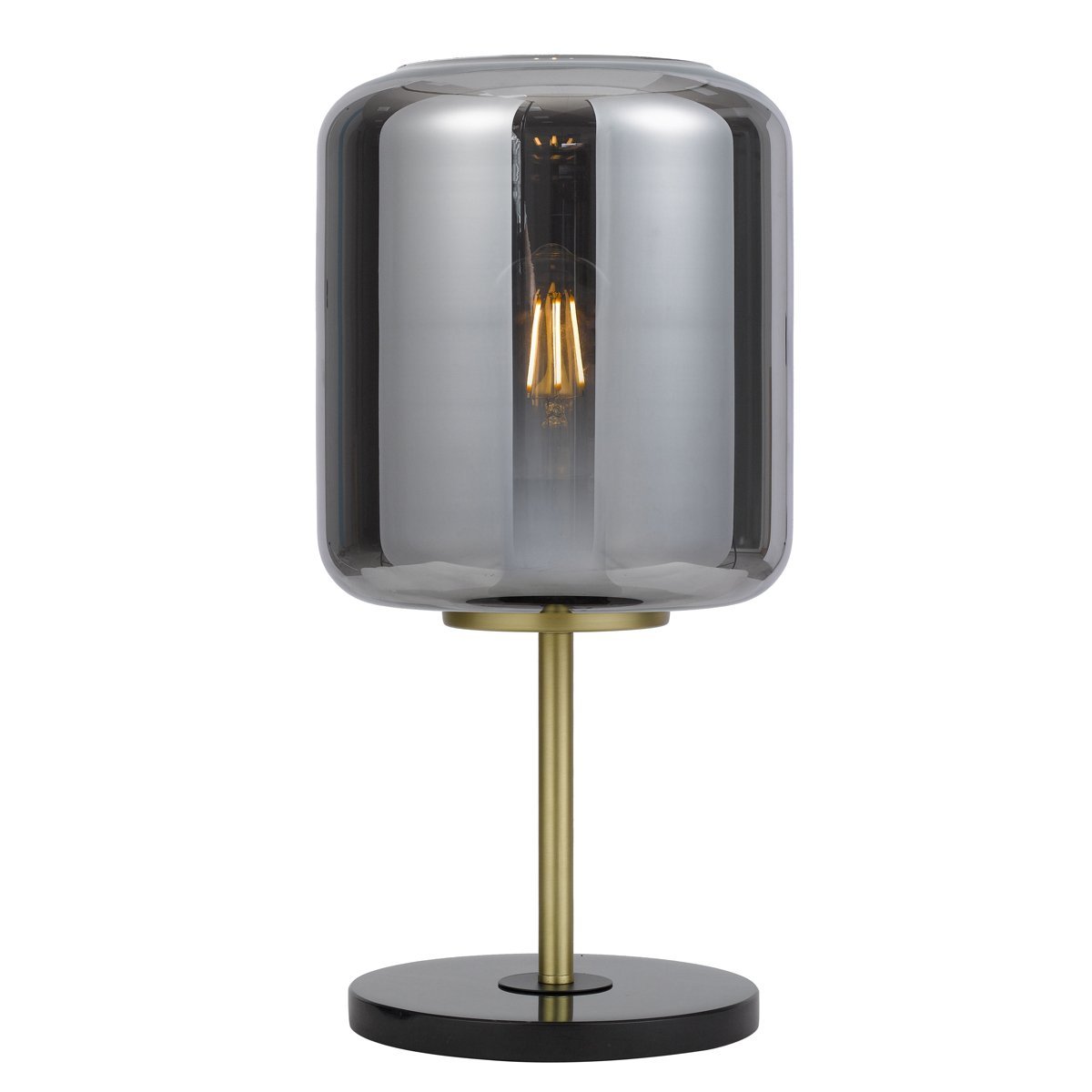 Korova Table Lamp in Black & Brass with Smoked Shade