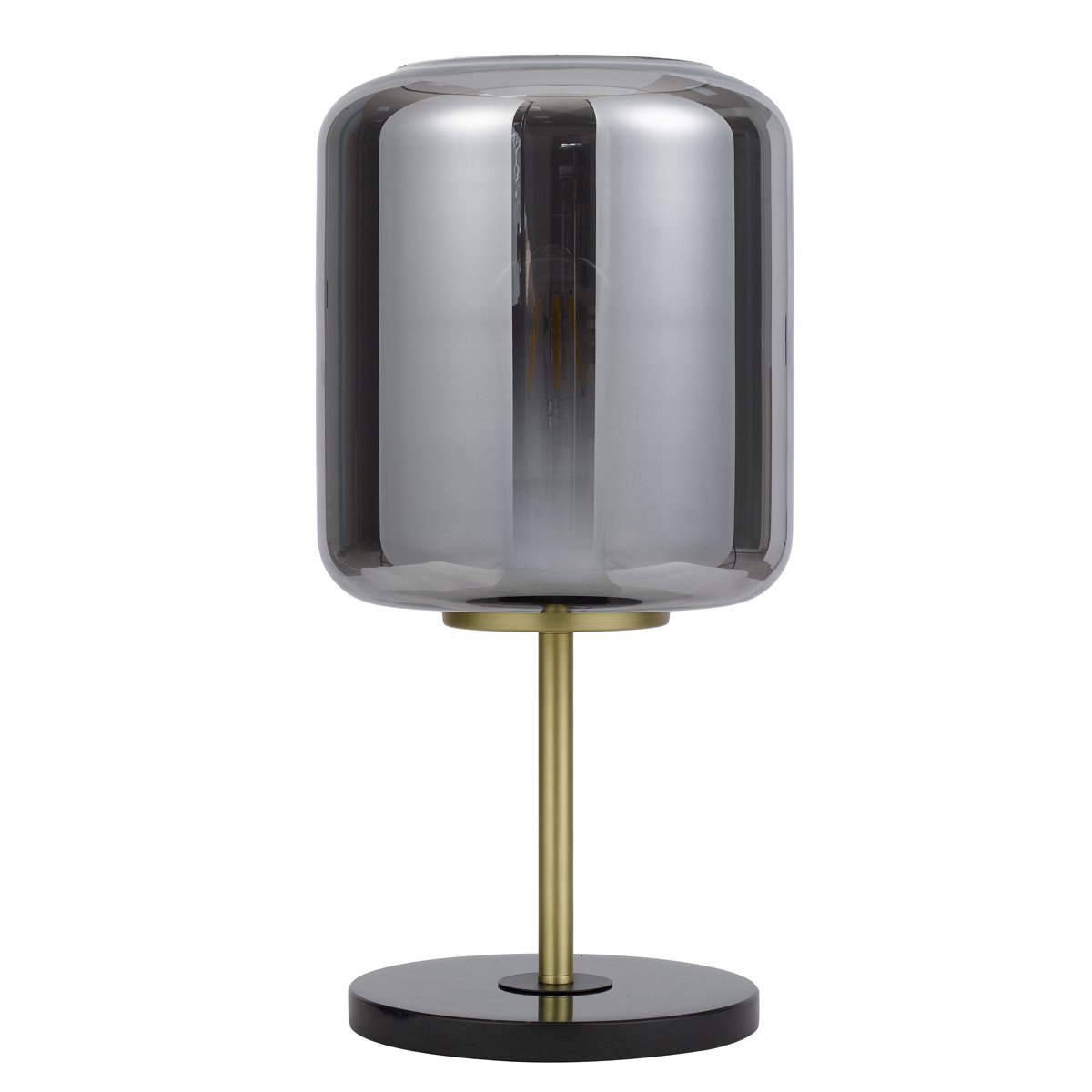 Korova Table Lamp in Black & Brass with Smoked Shade