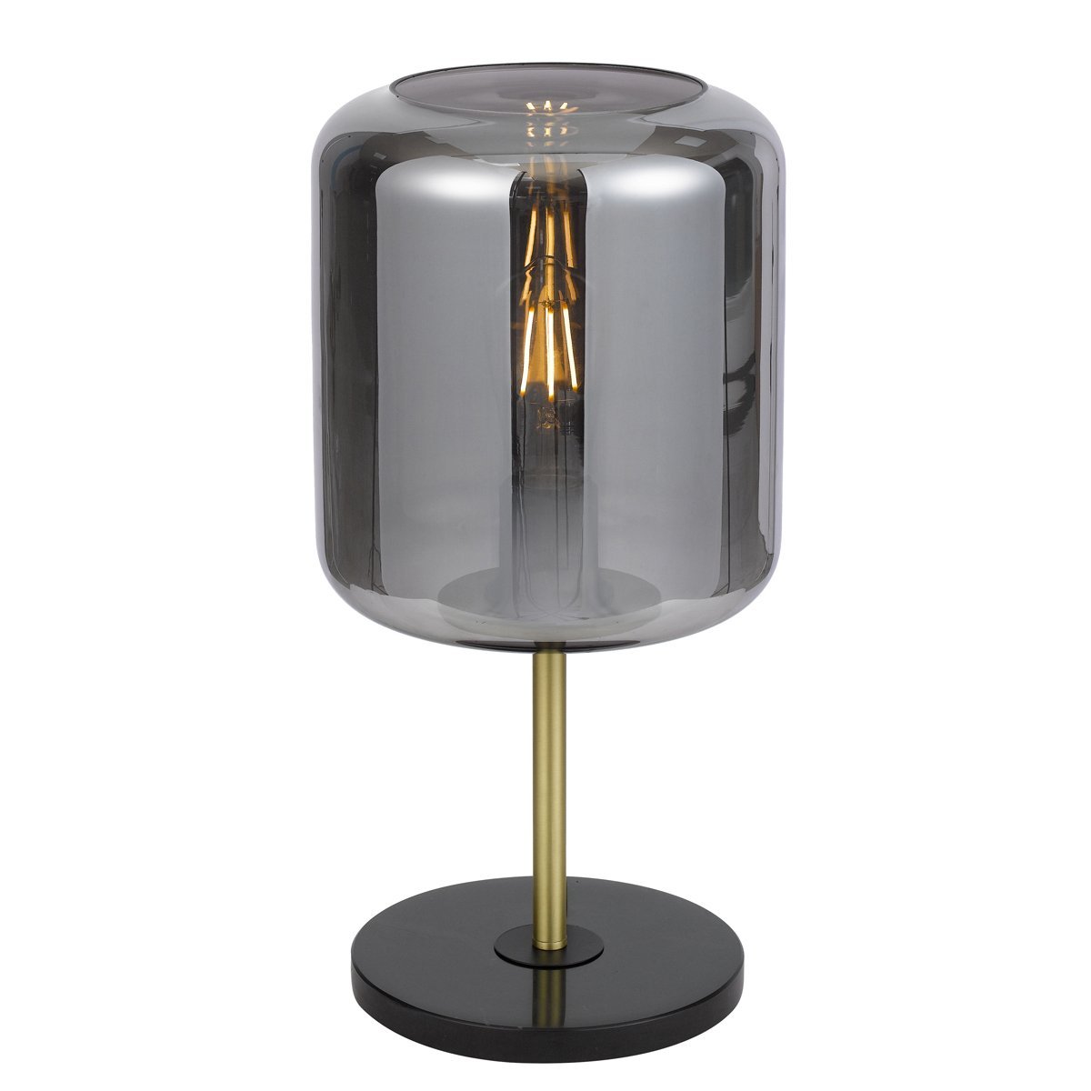 Korova Table Lamp in Black & Brass with Smoked Shade