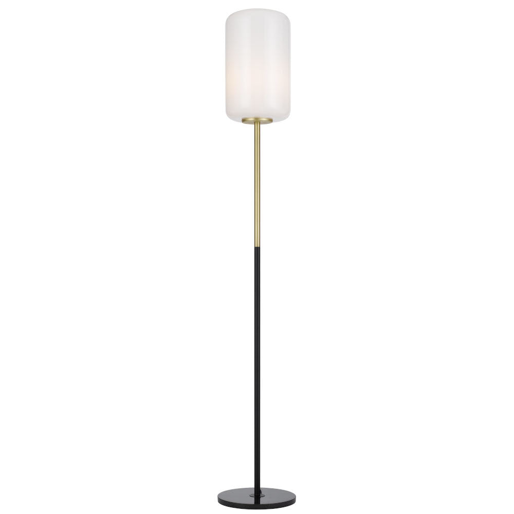 Korova Black Marble, Brass Matt Floor Lamp with Smoke or Opal Glass