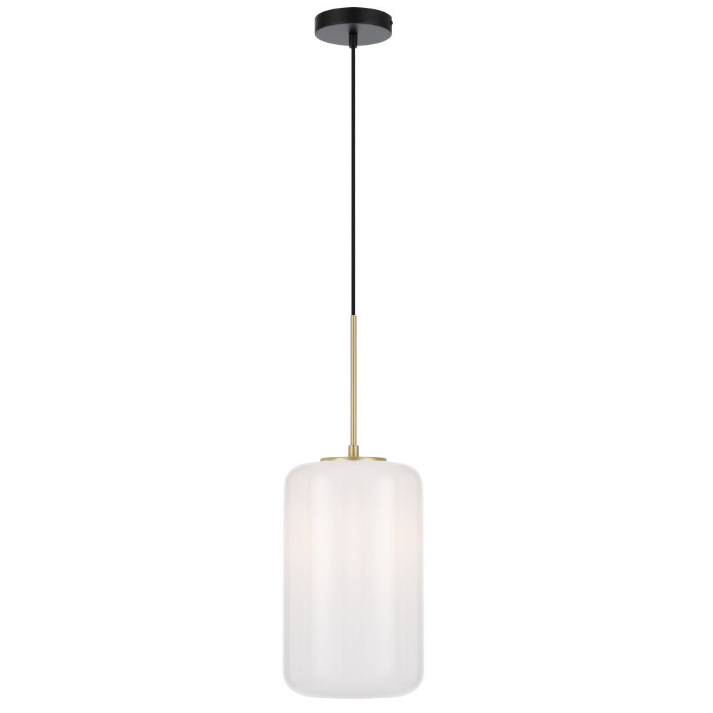 Korova-Medium Brass Matt Pendant with Smoke or Opal Glass