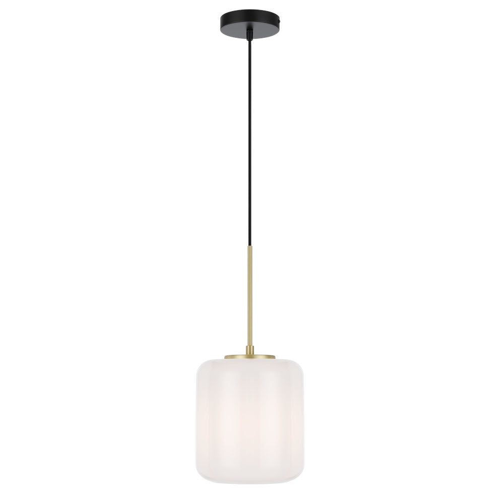 Korova-Small Brass Matt Pendant with Smoke or Opal Glass