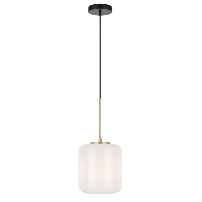 Korova-Small Brass Matt Pendant with Smoke or Opal Glass