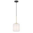 Korova-Small Brass Matt Pendant with Smoke or Opal Glass
