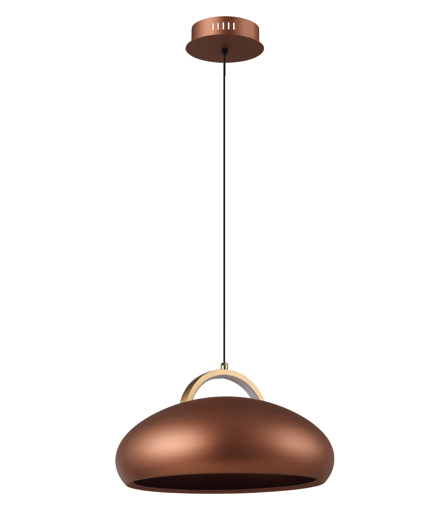 KUPOL: Interior LED Tri-CCT Dome with Brass Highlight Pendant Lights