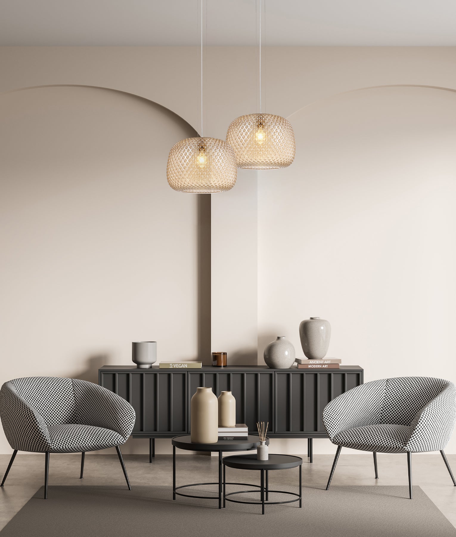 LABU: Interior Dome Glass with Segments Pendant Lights