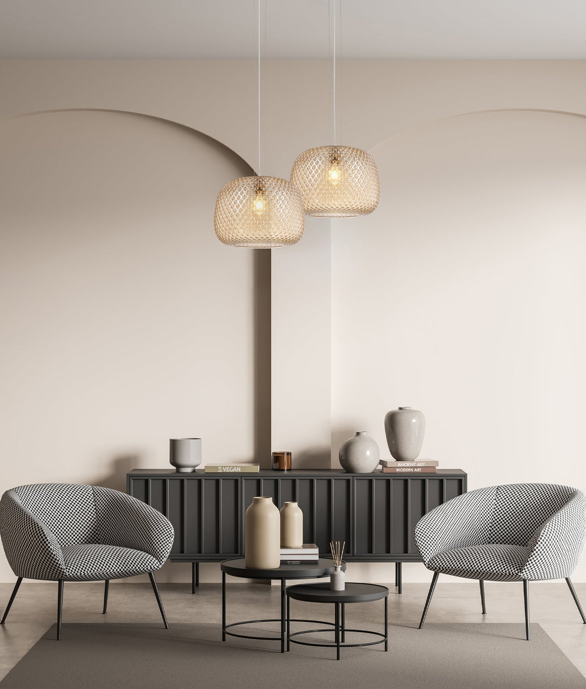 LABU: Interior Dome Glass with Segments Pendant Lights