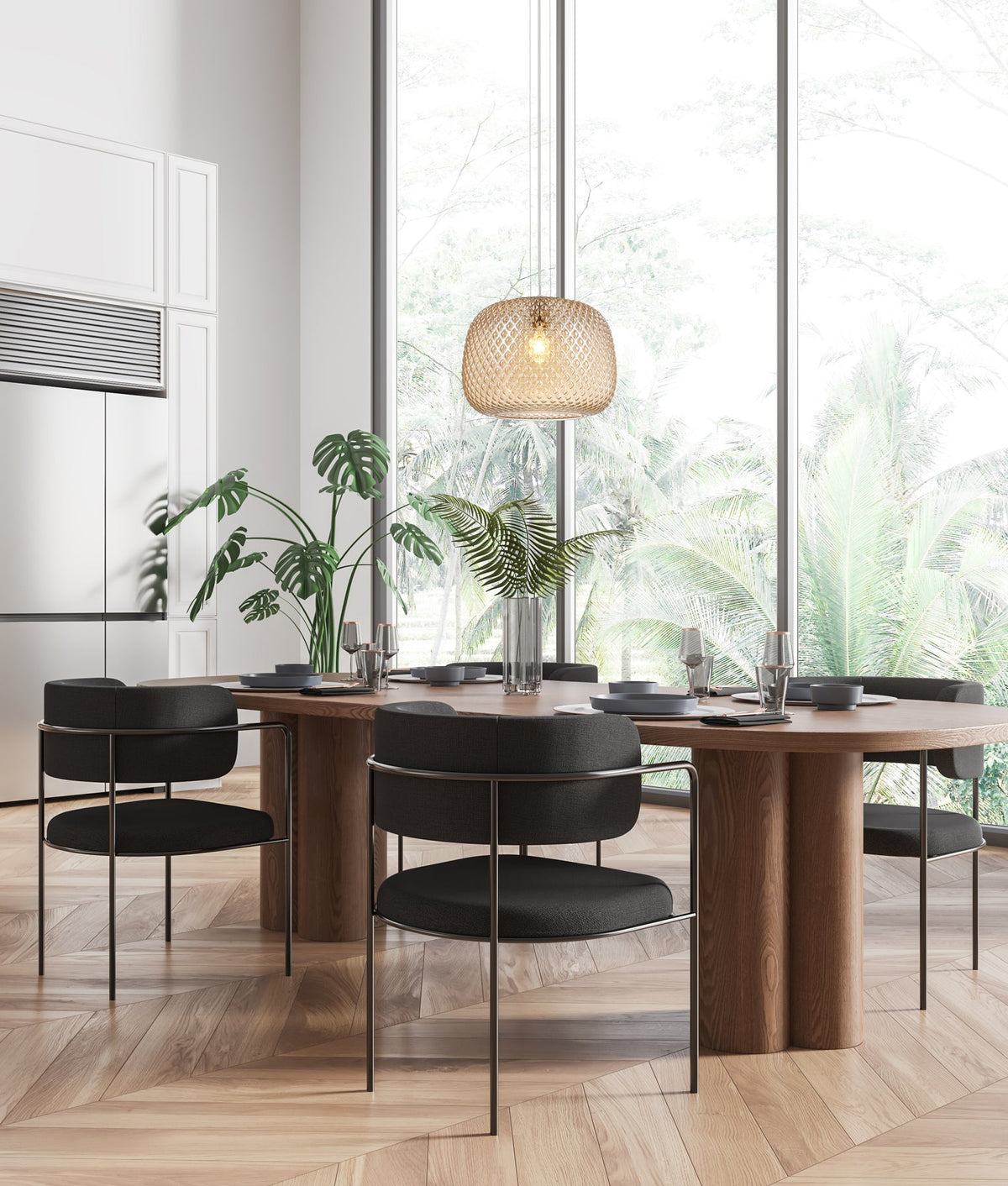 LABU: Interior Dome Glass with Segments Pendant Lights