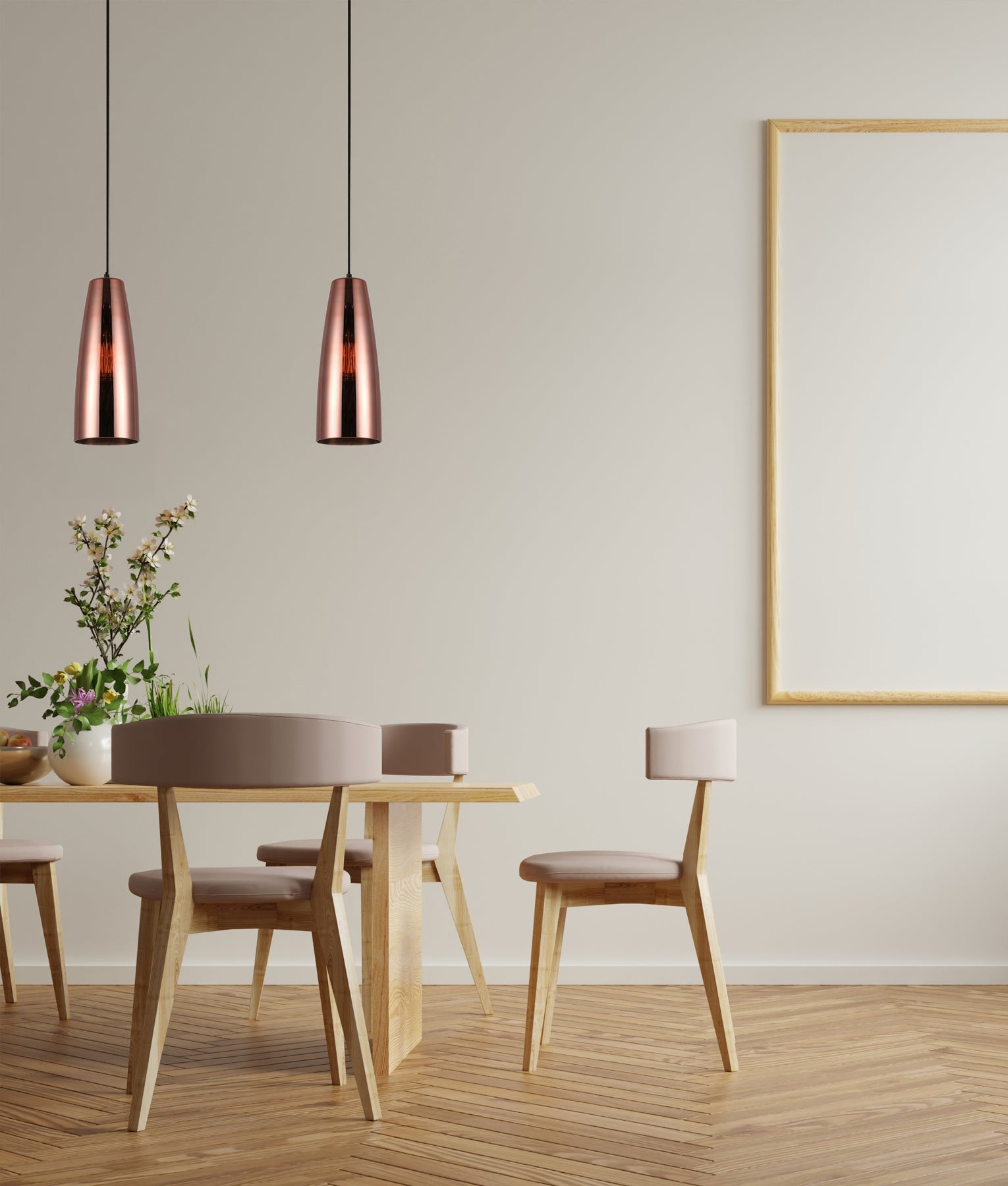 LAMINA: Retro Copper Coloured Glass Ellipse Shape Pendant Light