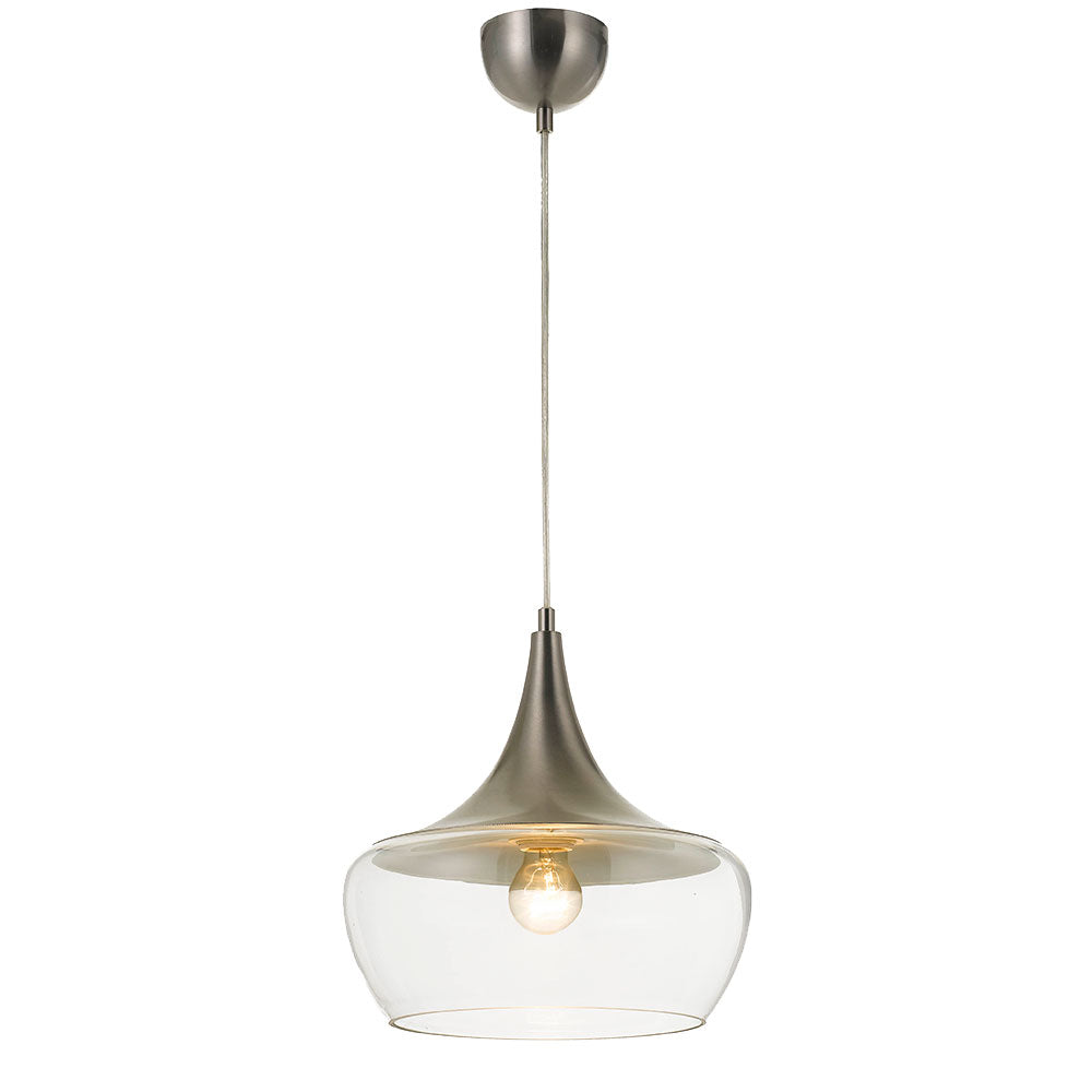 Landy 30 Nickel/Smoke, Nickel/Clear or Black/Smoke Glass Pendant