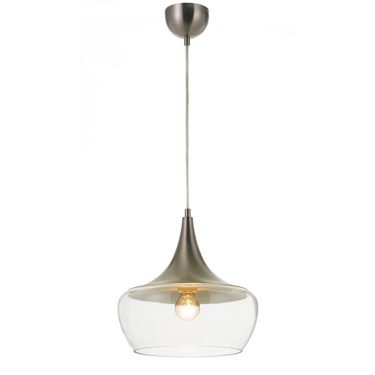 Landy Pendant Light in Nickel with Clear Glass