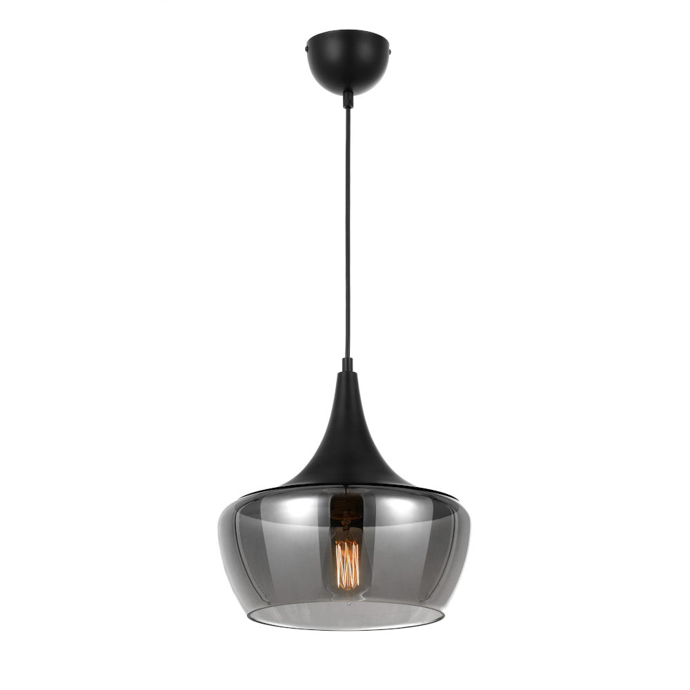 Landy 30 Nickel/Smoke, Nickel/Clear or Black/Smoke Glass Pendant