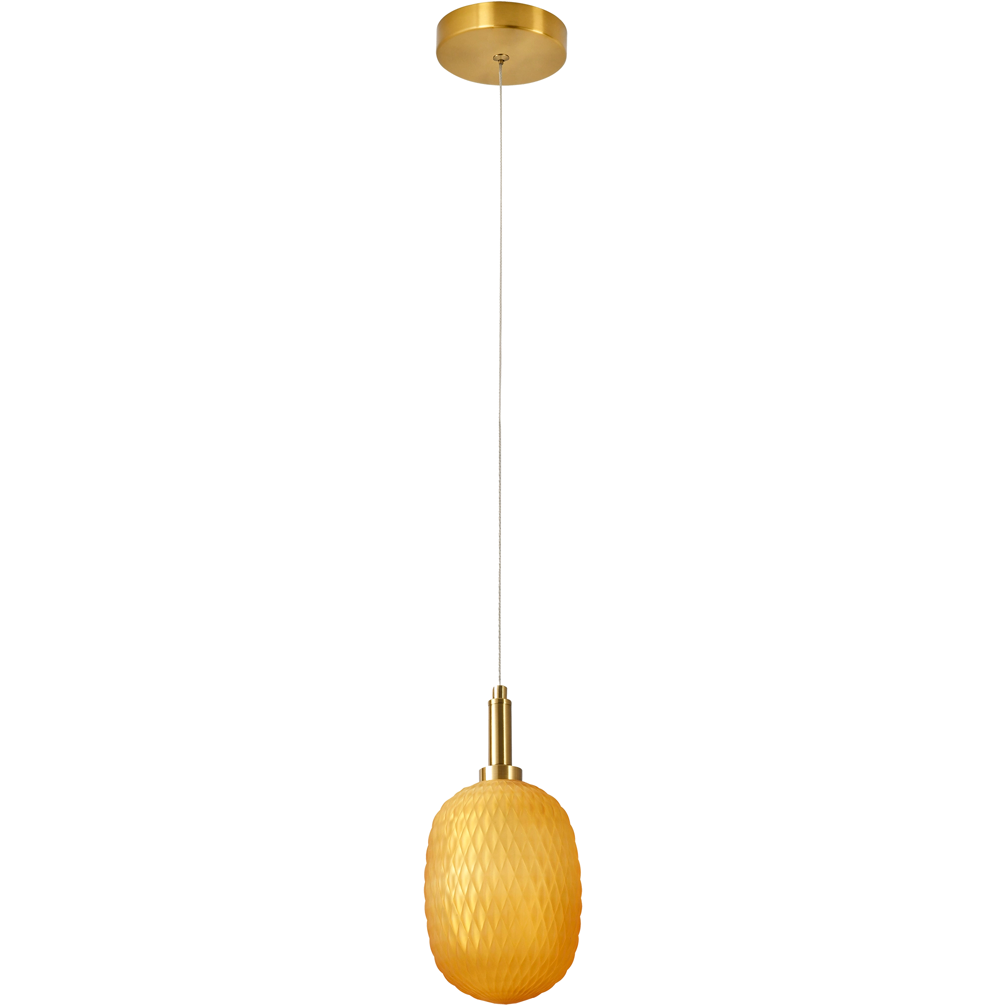 Lark Brass with Amber Diamond Pattern Glass E14 124mm Pendant