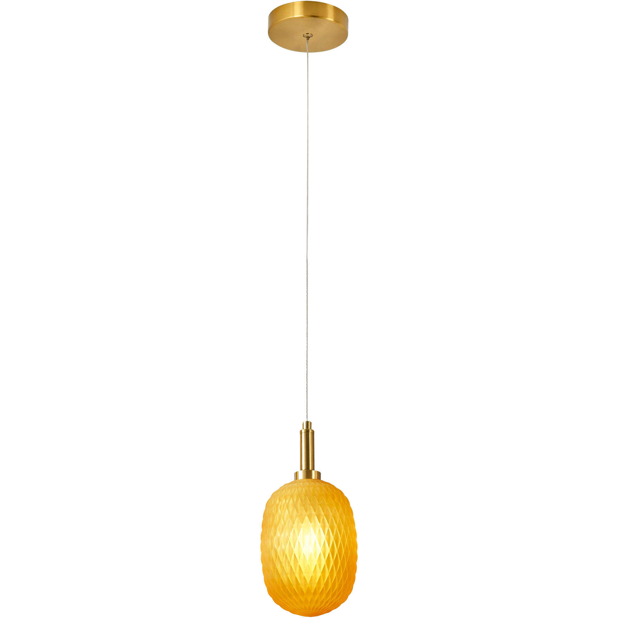 Lark Brass with Amber Diamond Pattern Glass E14 124mm Pendant