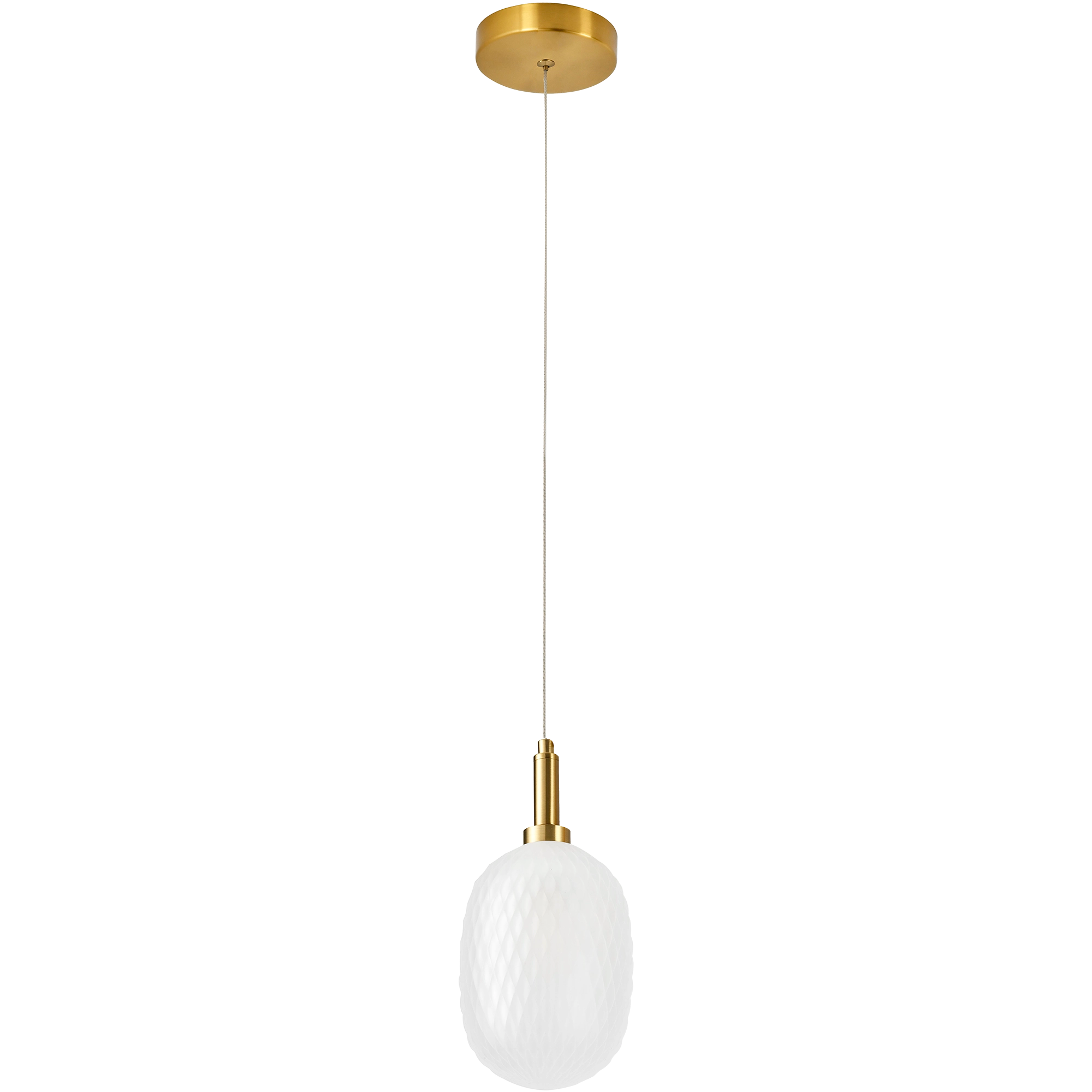 Lark Brass with Opal Diamond Pattern Glass E14 124mm Pendant