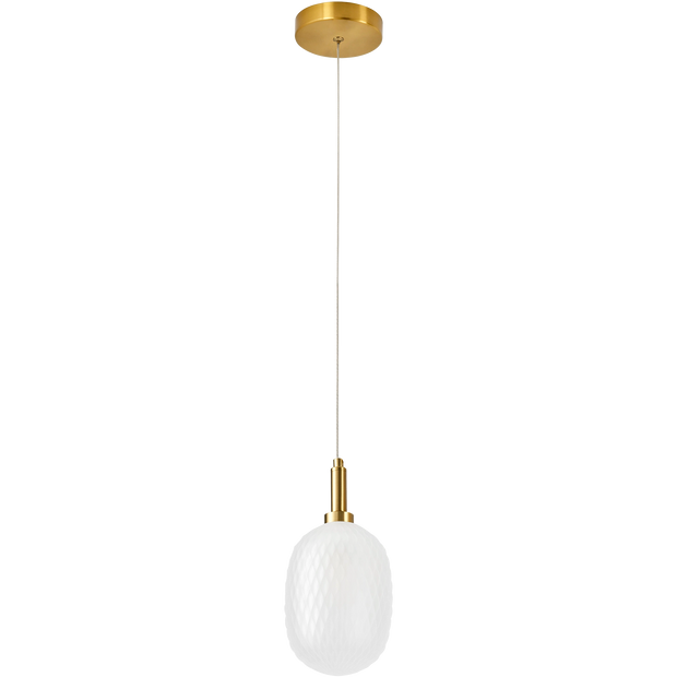 Lark Brass with Opal Diamond Pattern Glass E14 124mm Pendant