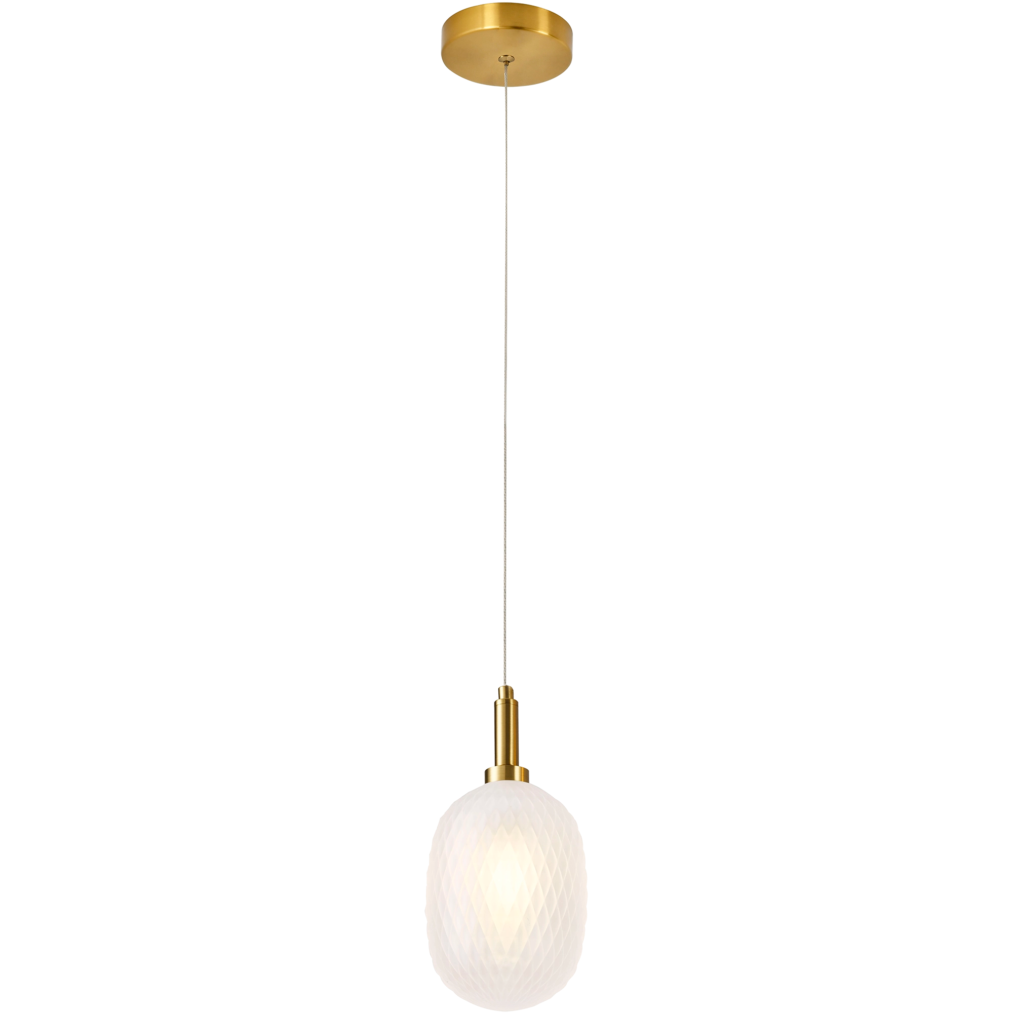 Lark Brass with Opal Diamond Pattern Glass E14 124mm Pendant