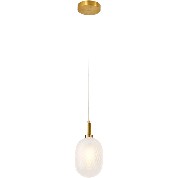 Lark Brass with Opal Diamond Pattern Glass E14 124mm Pendant