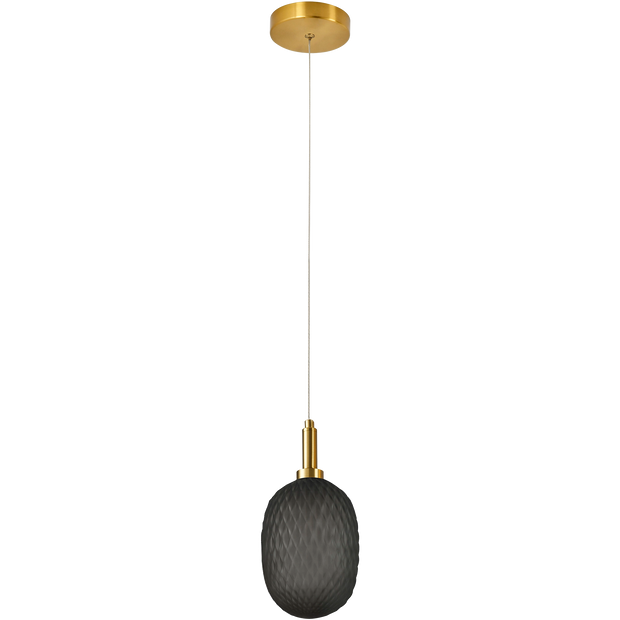 Lark Brass with Smoked Diamond Pattern Glass E14 124mm Pendant