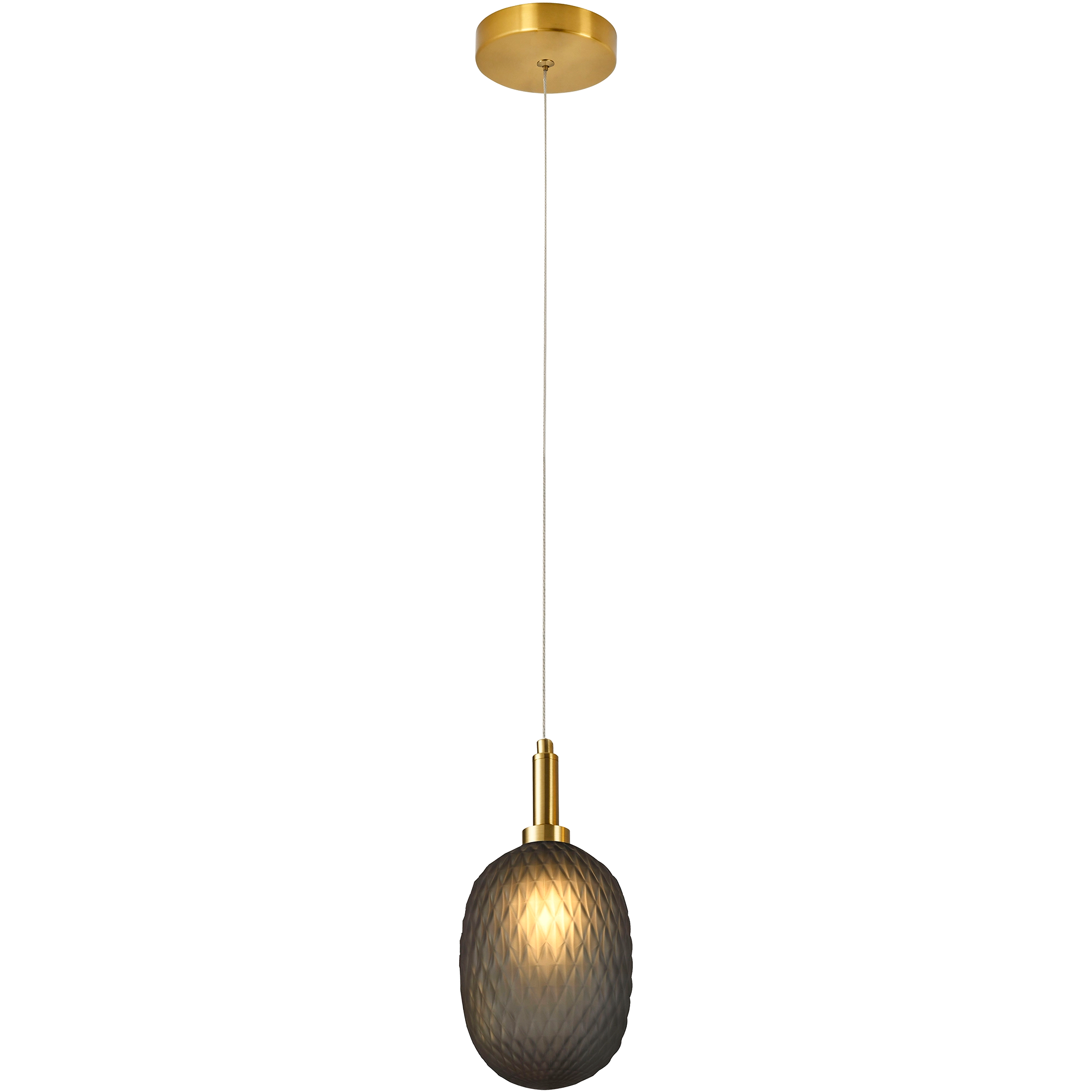 Lark Brass with Smoked Diamond Pattern Glass E14 124mm Pendant