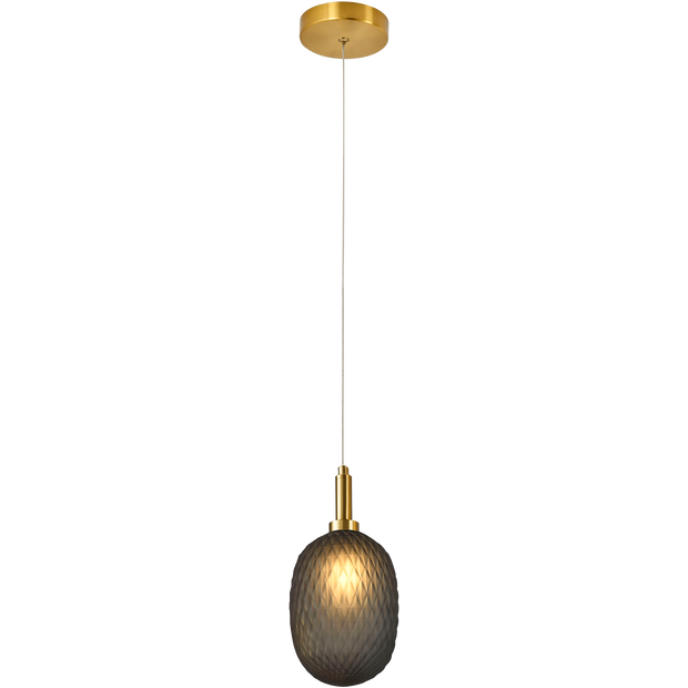 Lark Brass with Smoked Diamond Pattern Glass E14 124mm Pendant