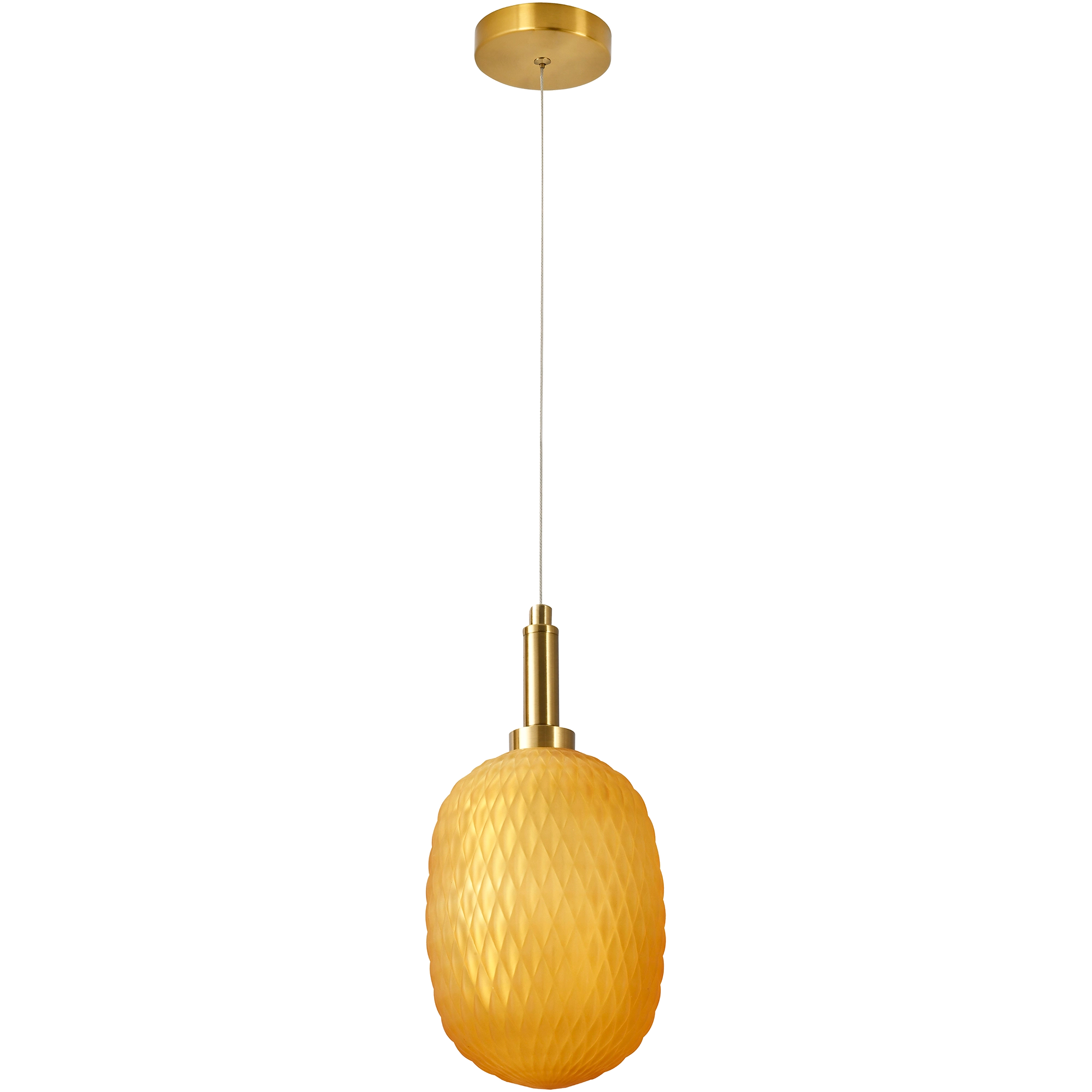 Lark Brass with Amber Diamond Pattern Glass E14 150mm Pendant